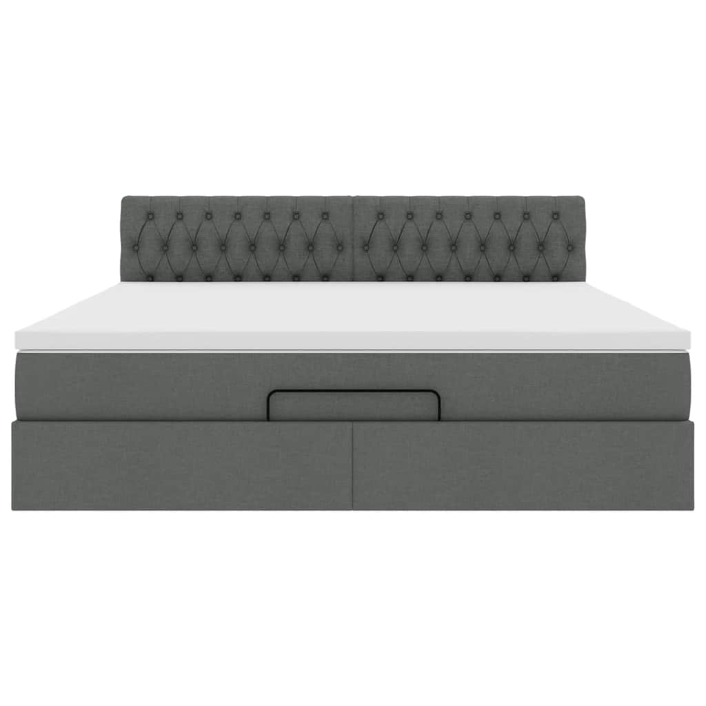 Cadre de lit ottoman avec matelas gris foncé 160x200cm tissu - XIOS