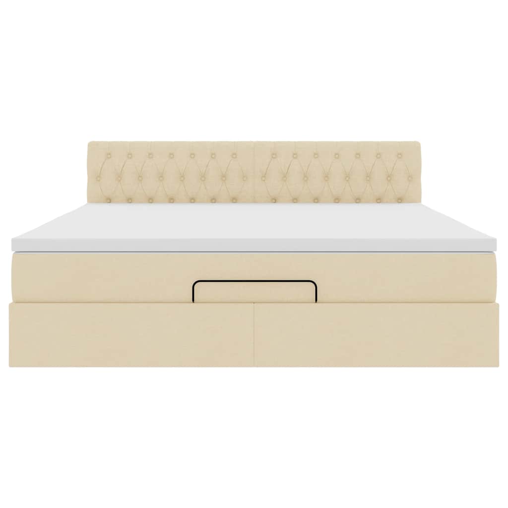 Cadre de lit ottoman avec matelas crème 160x200 cm tissu - XIOS