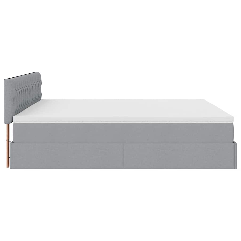 Cadre de lit ottoman et matelas gris clair 180x200 cm tissu - XIOS