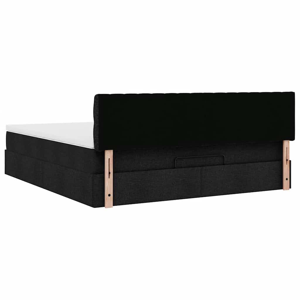 Cadre de lit ottoman avec matelas noir 180x200 cm tissu - XIOS