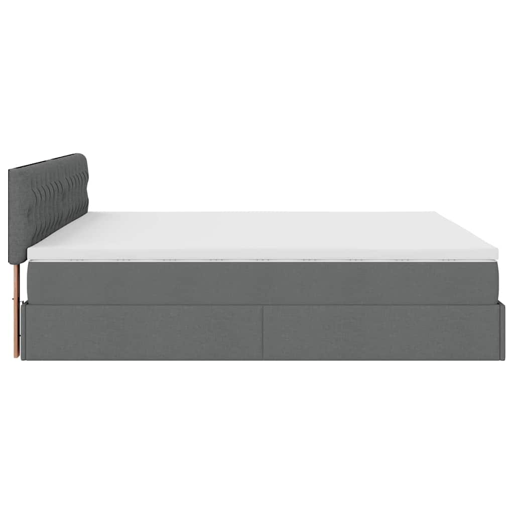 Cadre de lit ottoman avec matelas gris foncé 200x200 cm tissu - XIOS