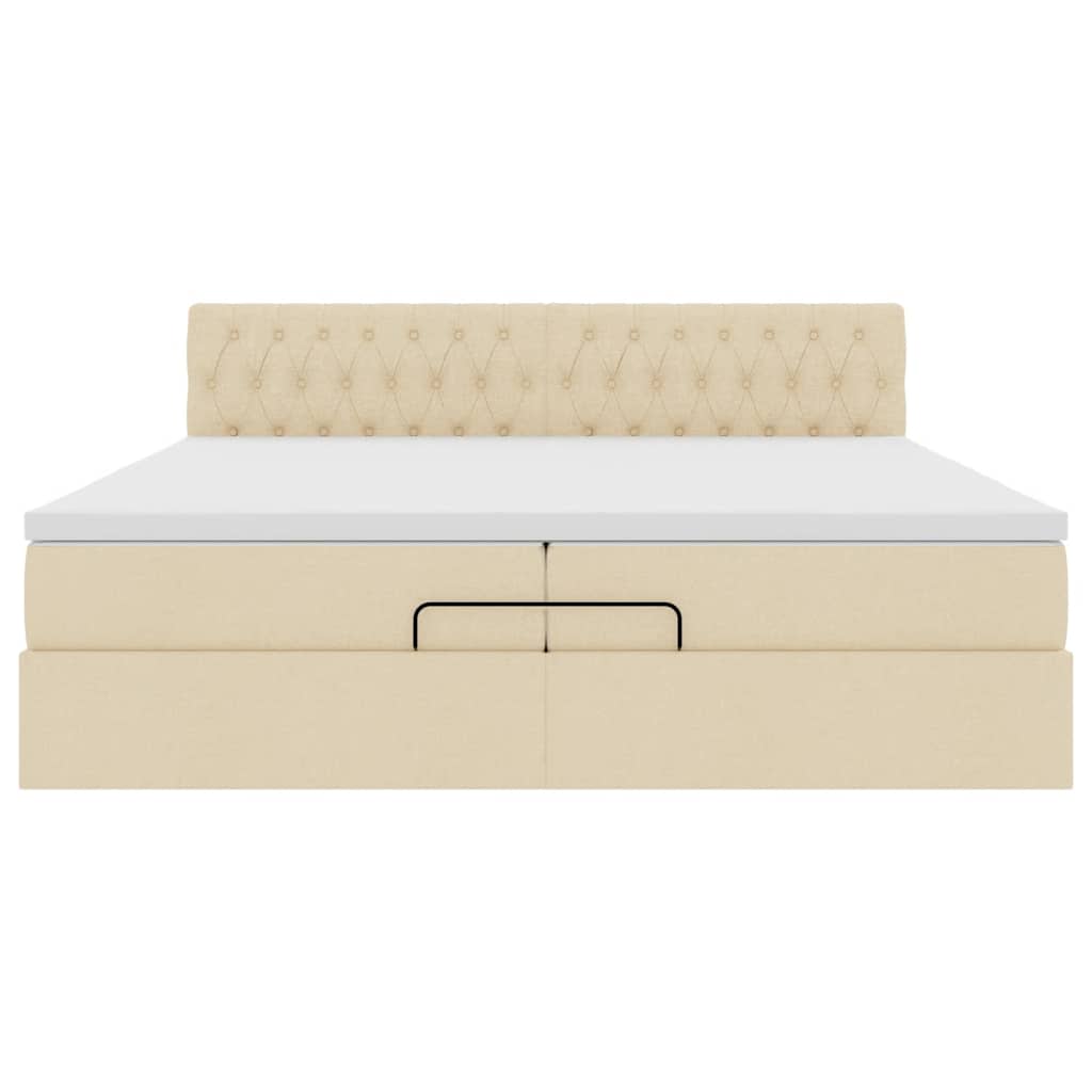 Cadre de lit ottoman avec matelas crème 200x200 cm tissu - XIOS