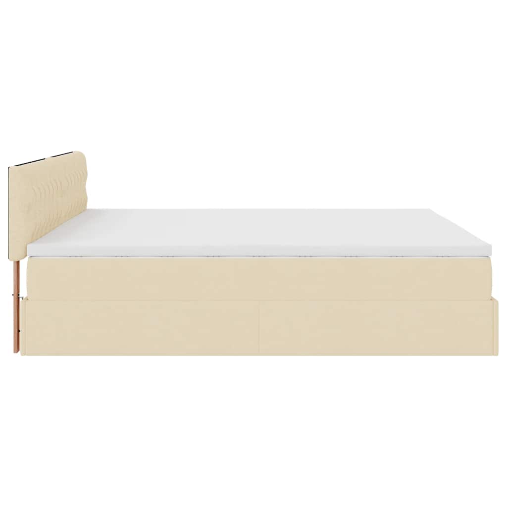 Cadre de lit ottoman avec matelas crème 200x200 cm tissu - XIOS