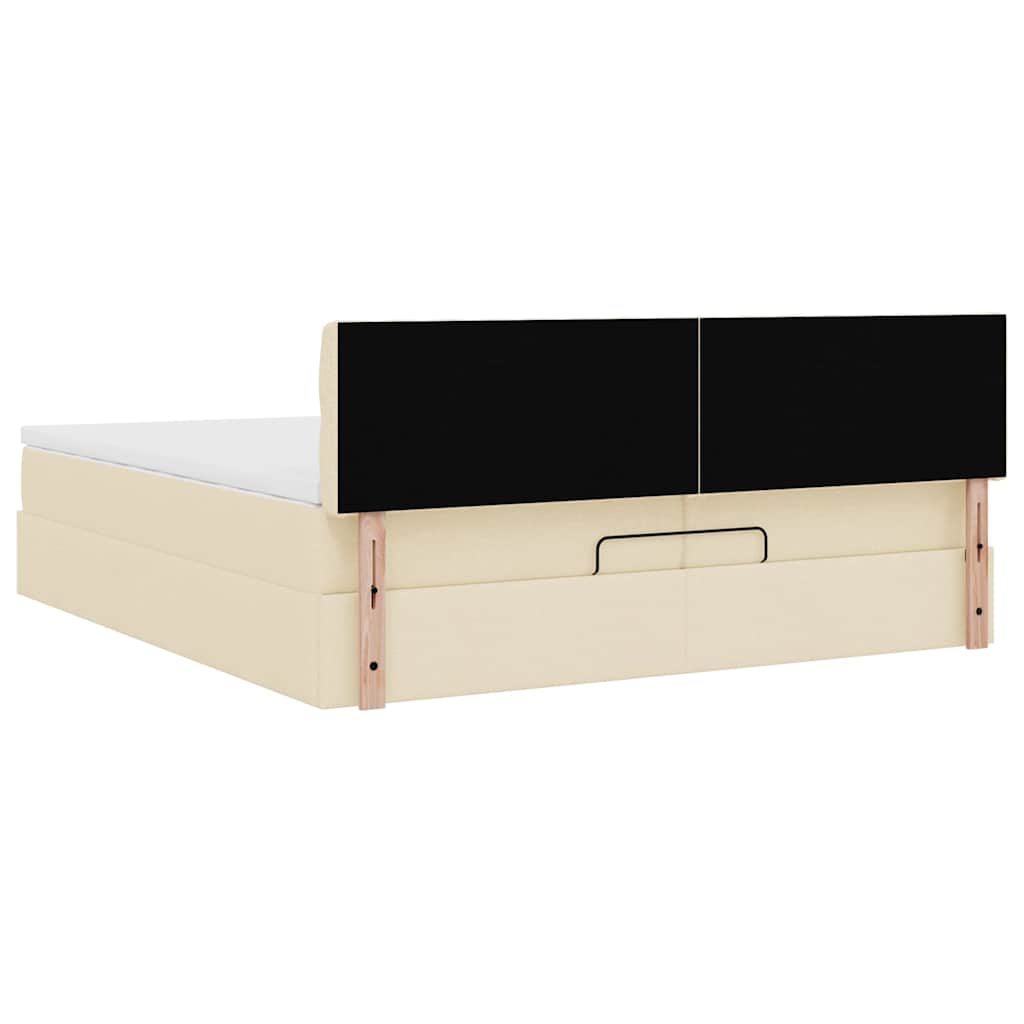 Cadre de lit ottoman avec matelas crème 200x200 cm tissu - XIOS