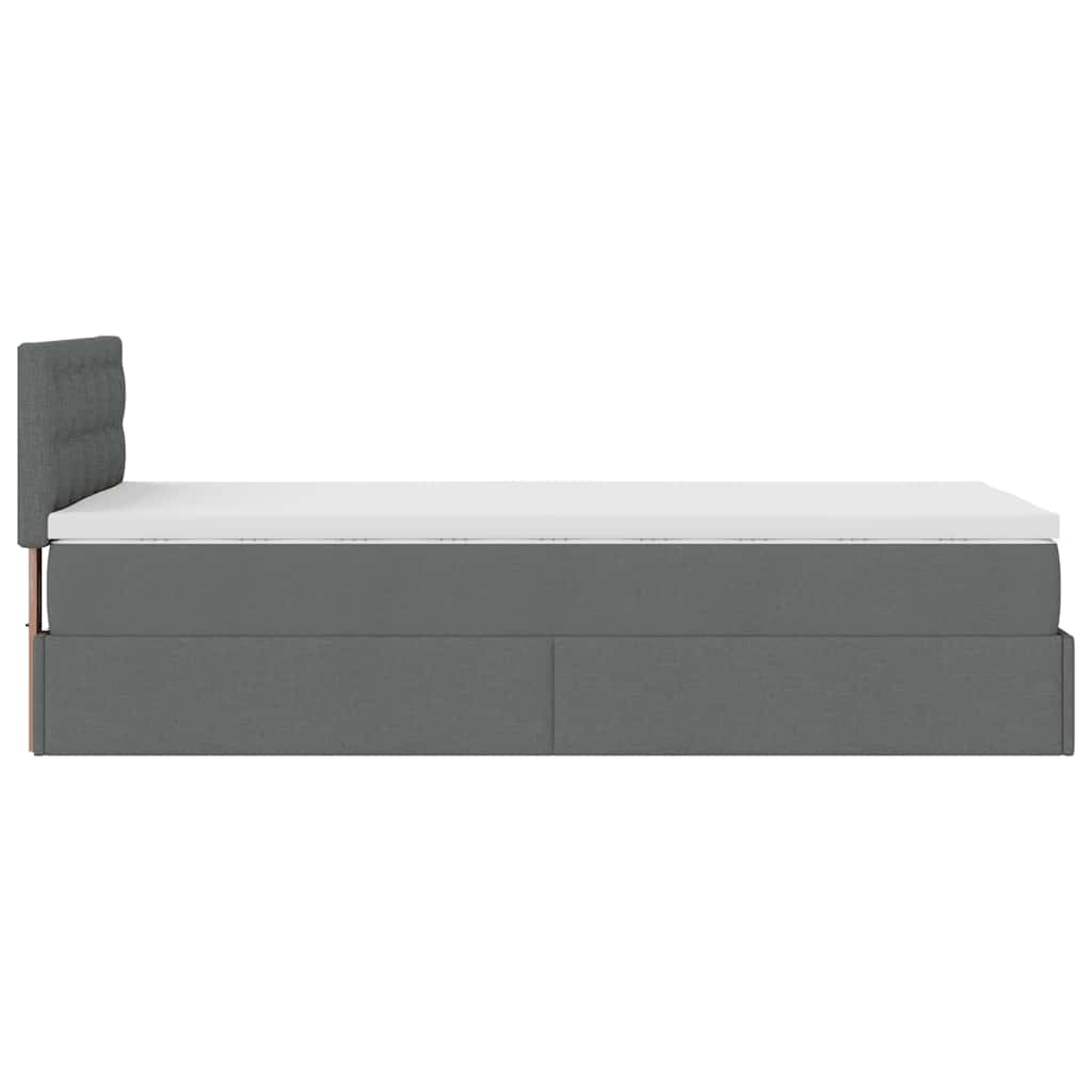 Cadre de lit ottoman avec matelas gris foncé 80x200 cm tissu - XIOS