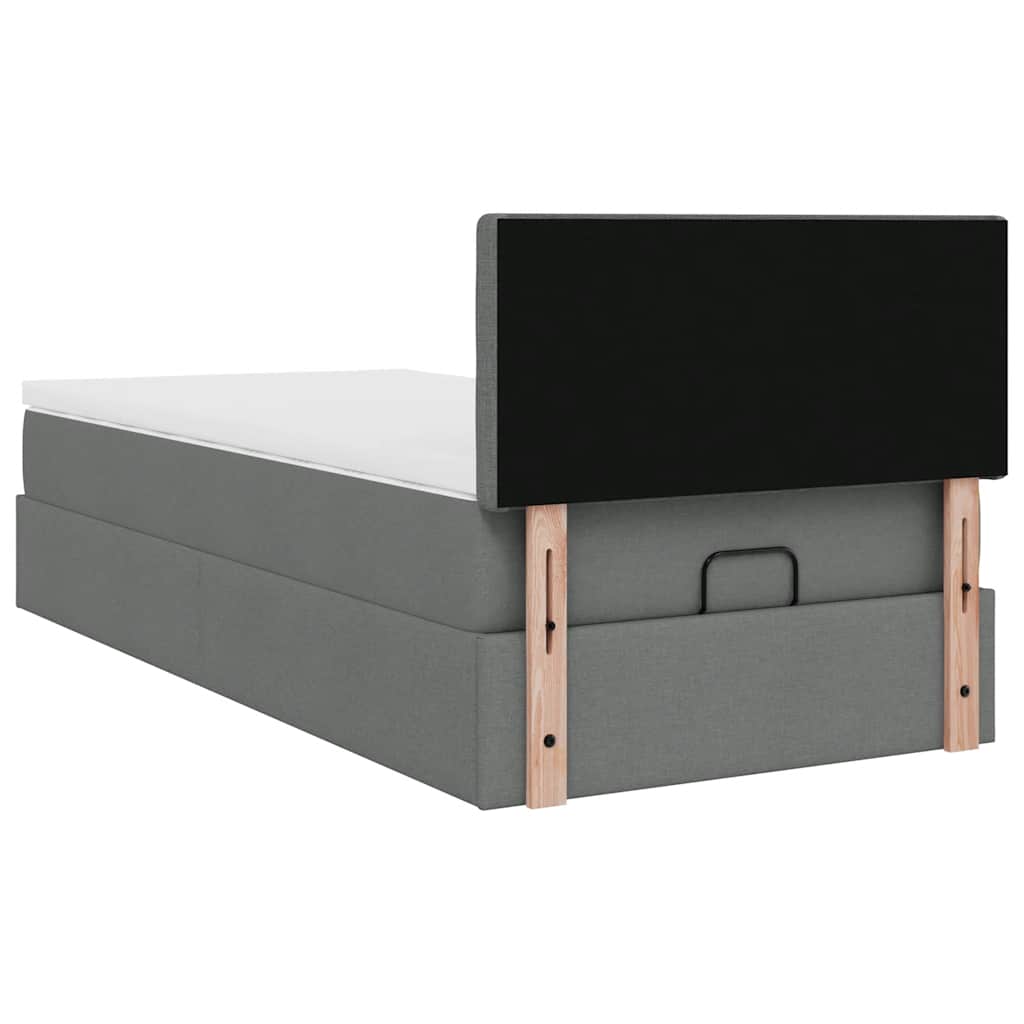 Cadre de lit ottoman avec matelas gris foncé 80x200 cm tissu - XIOS