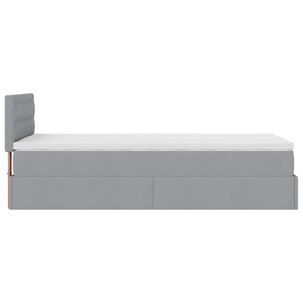 Lit ottoman avec matelas gris clair 90x200 cm tissu - XIOS