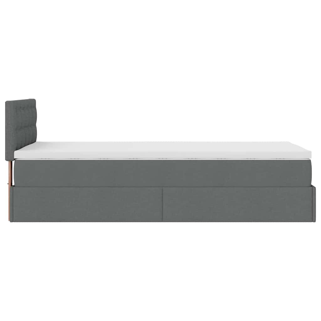 Lit ottoman avec matelas gris foncé 90x200 cm tissu - XIOS