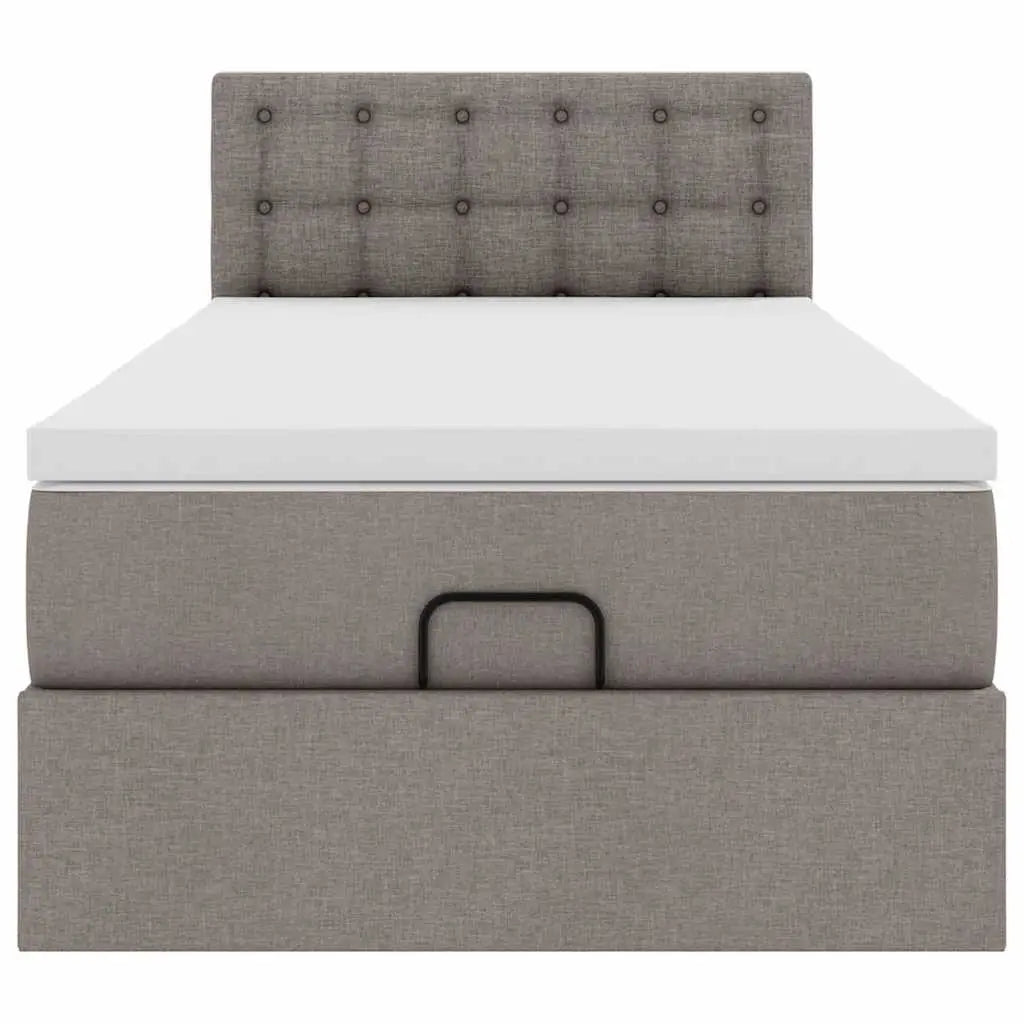 Lit ottoman avec matelas taupe 90x200 cm tissu - XIOS