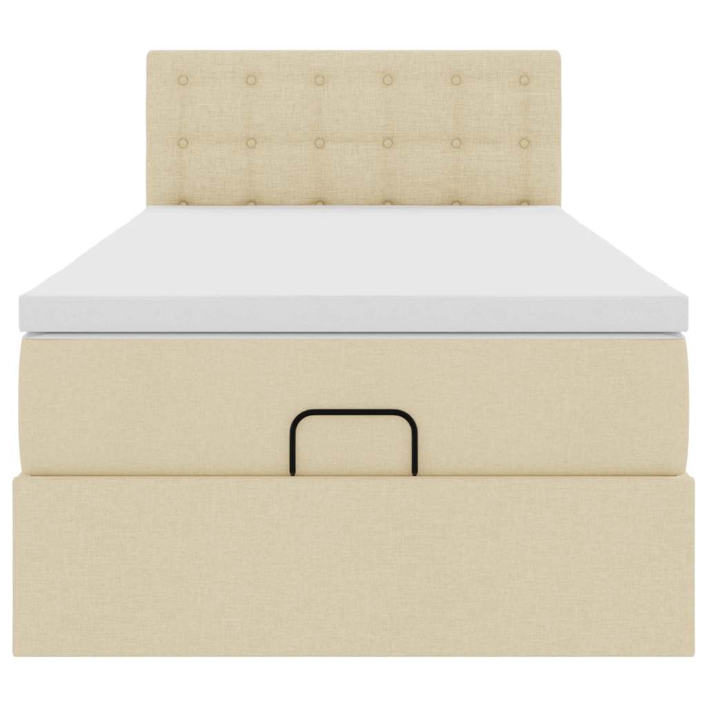 Lit ottoman avec matelas crème 90x200 cm tissu - XIOS
