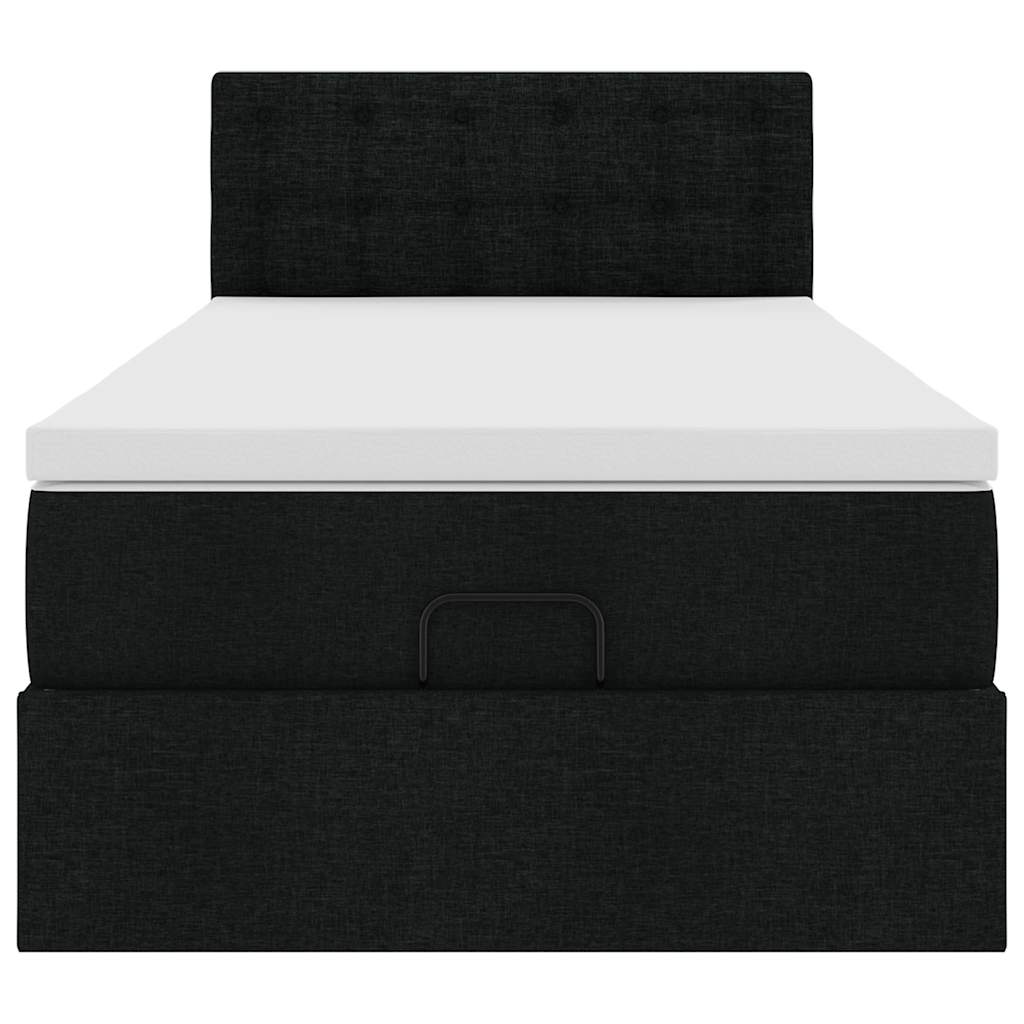Lit ottoman avec matelas noir 100x200 cm tissu - XIOS