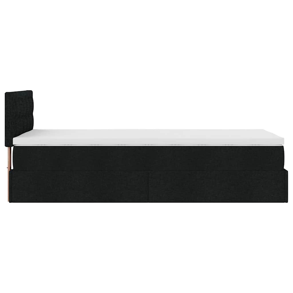 Lit ottoman avec matelas noir 100x200 cm tissu - XIOS