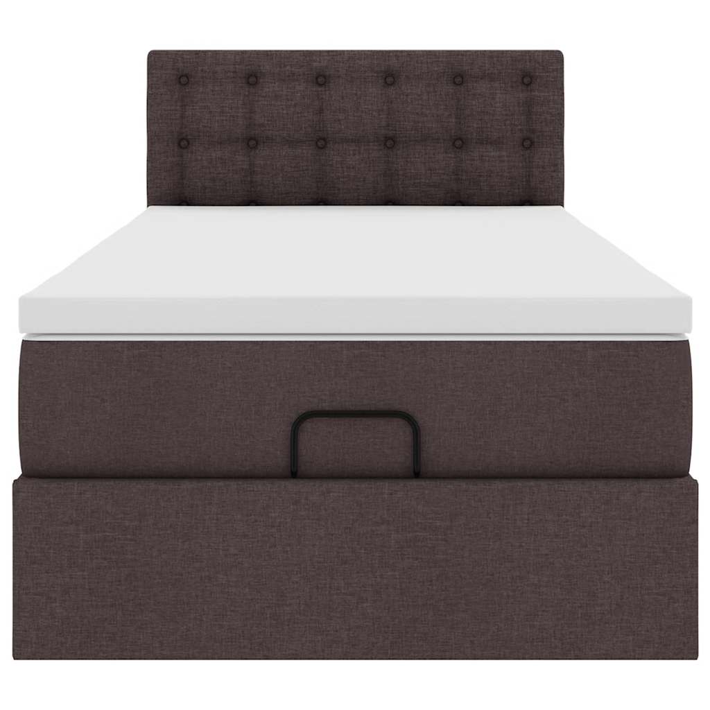 Lit ottoman avec matelas marron foncé 100x200 cm tissu - XIOS