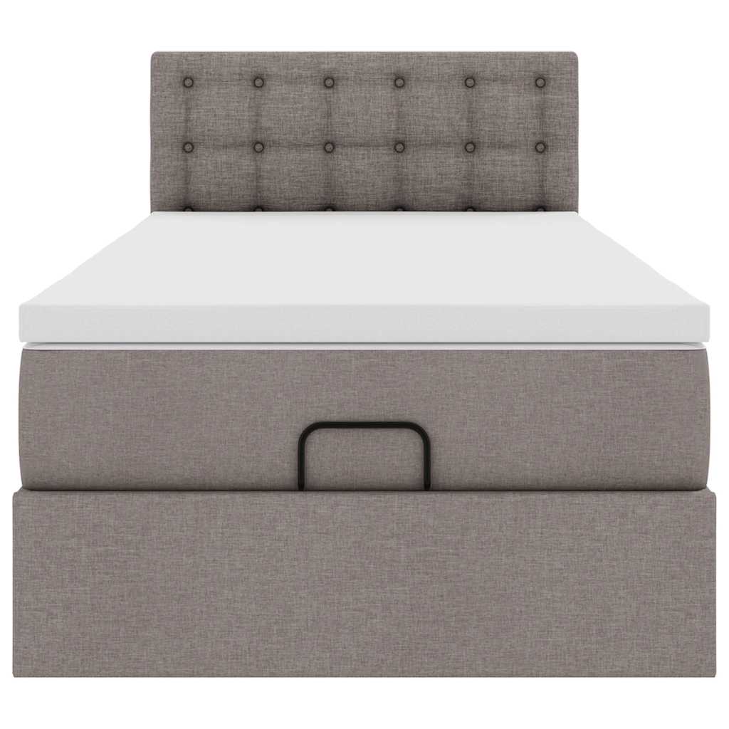 Lit ottoman avec matelas taupe 100x200 cm tissu