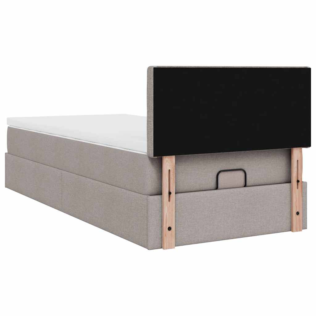 Lit ottoman avec matelas taupe 100x200 cm tissu