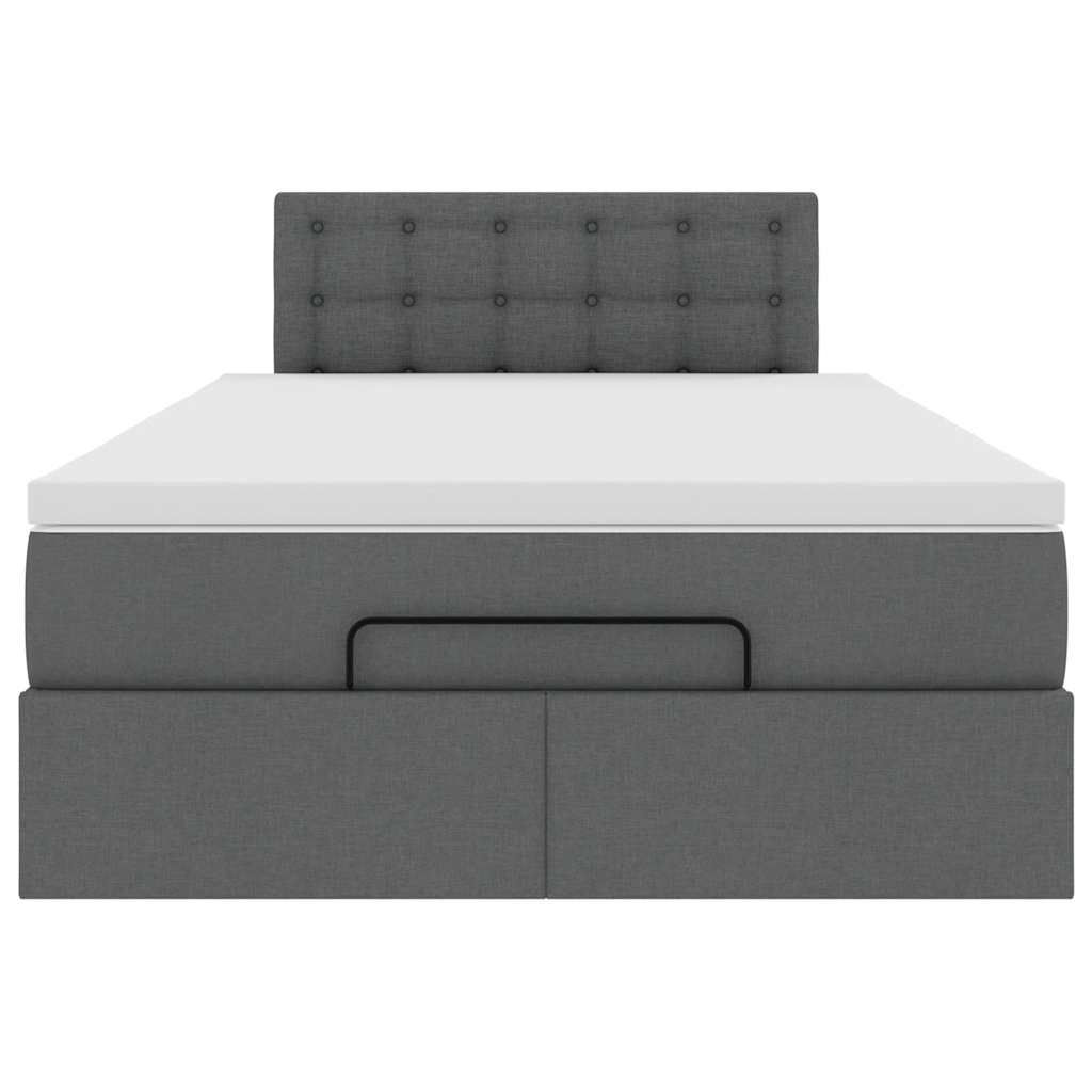 Lit ottoman avec matelas gris foncé 120x190 cm tissu - XIOS