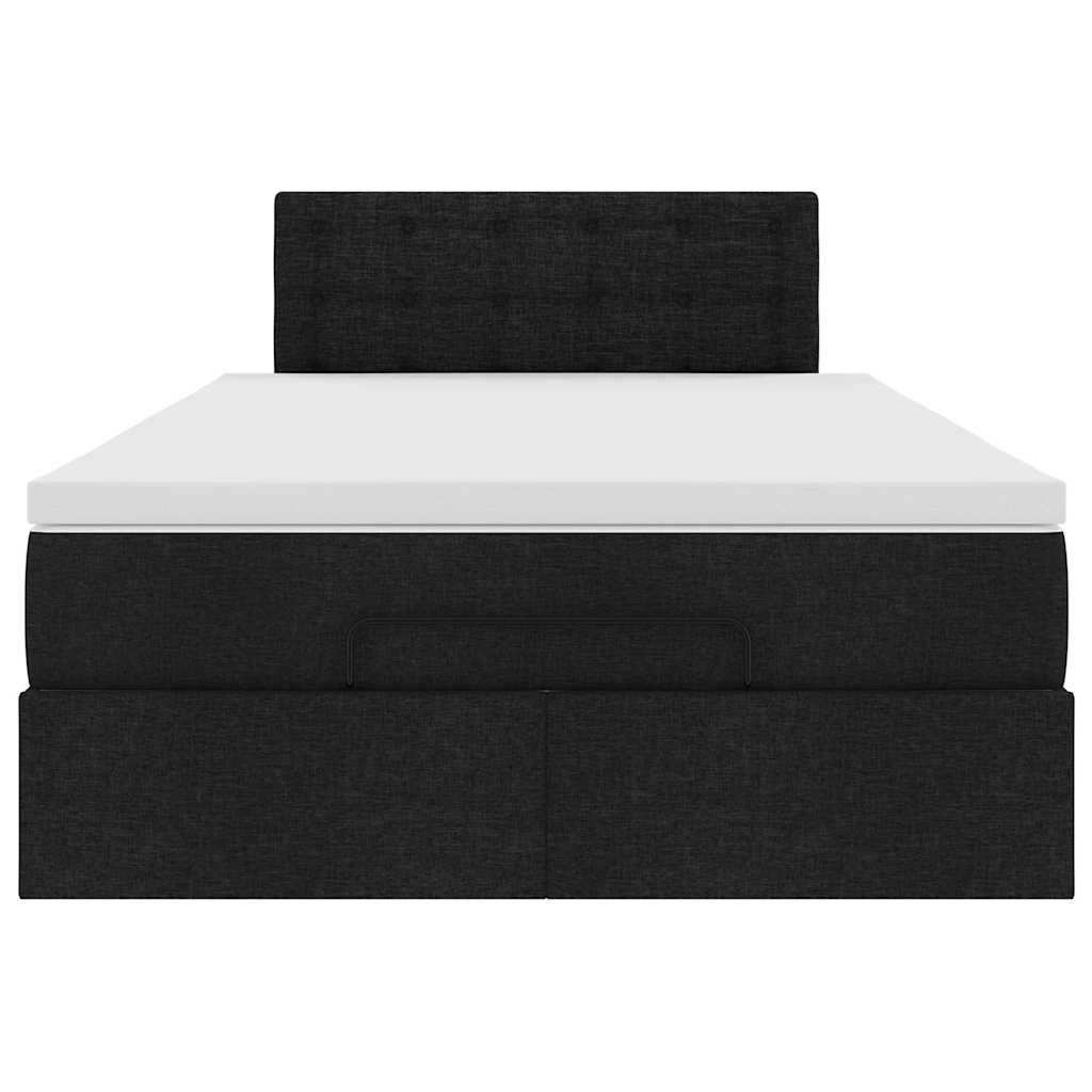 Lit ottoman avec matelas noir 120x190 cm tissu - XIOS