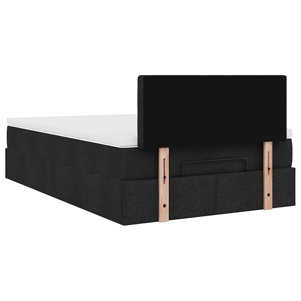 Lit ottoman avec matelas noir 120x190 cm tissu - XIOS
