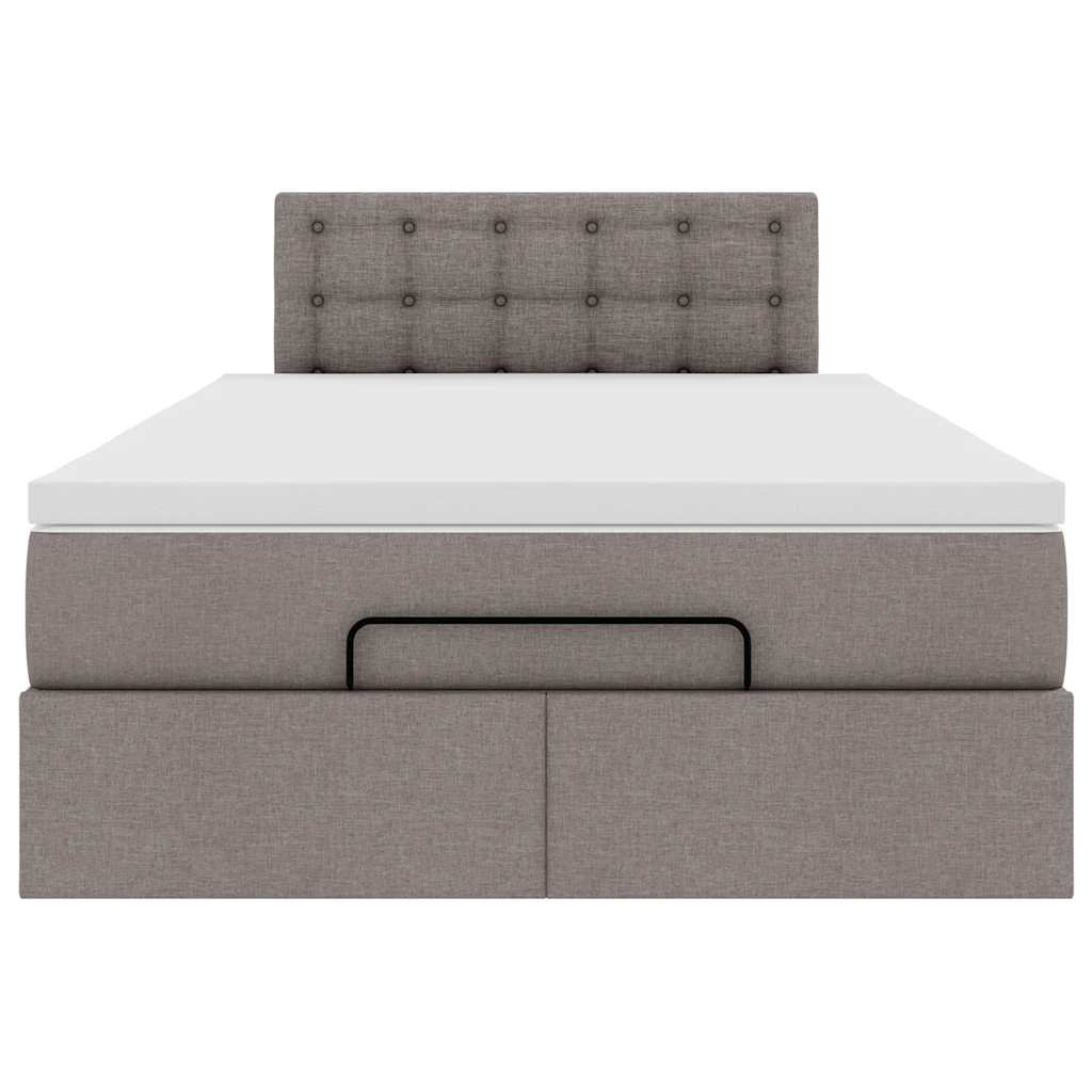 Cadre de lit ottoman avec matelas taupe 120x190 cm tissu