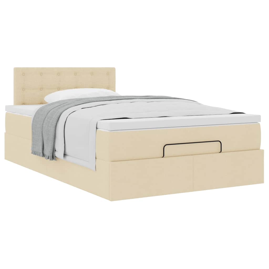 Cadre de lit ottoman avec matelas crème 120x190 cm tissu - XIOS