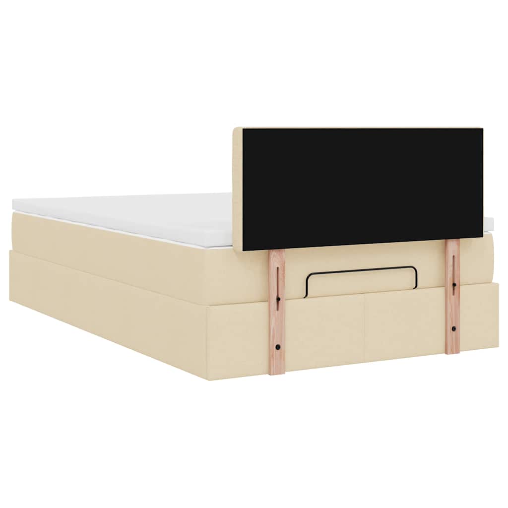 Cadre de lit ottoman avec matelas crème 120x190 cm tissu - XIOS