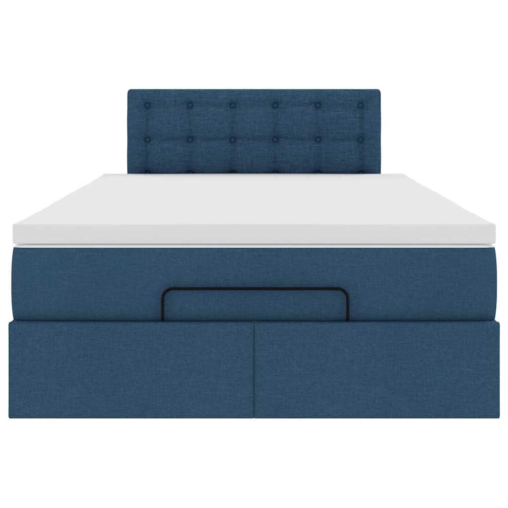Cadre de lit ottoman avec matelas bleu 120x190 cm tissu - XIOS