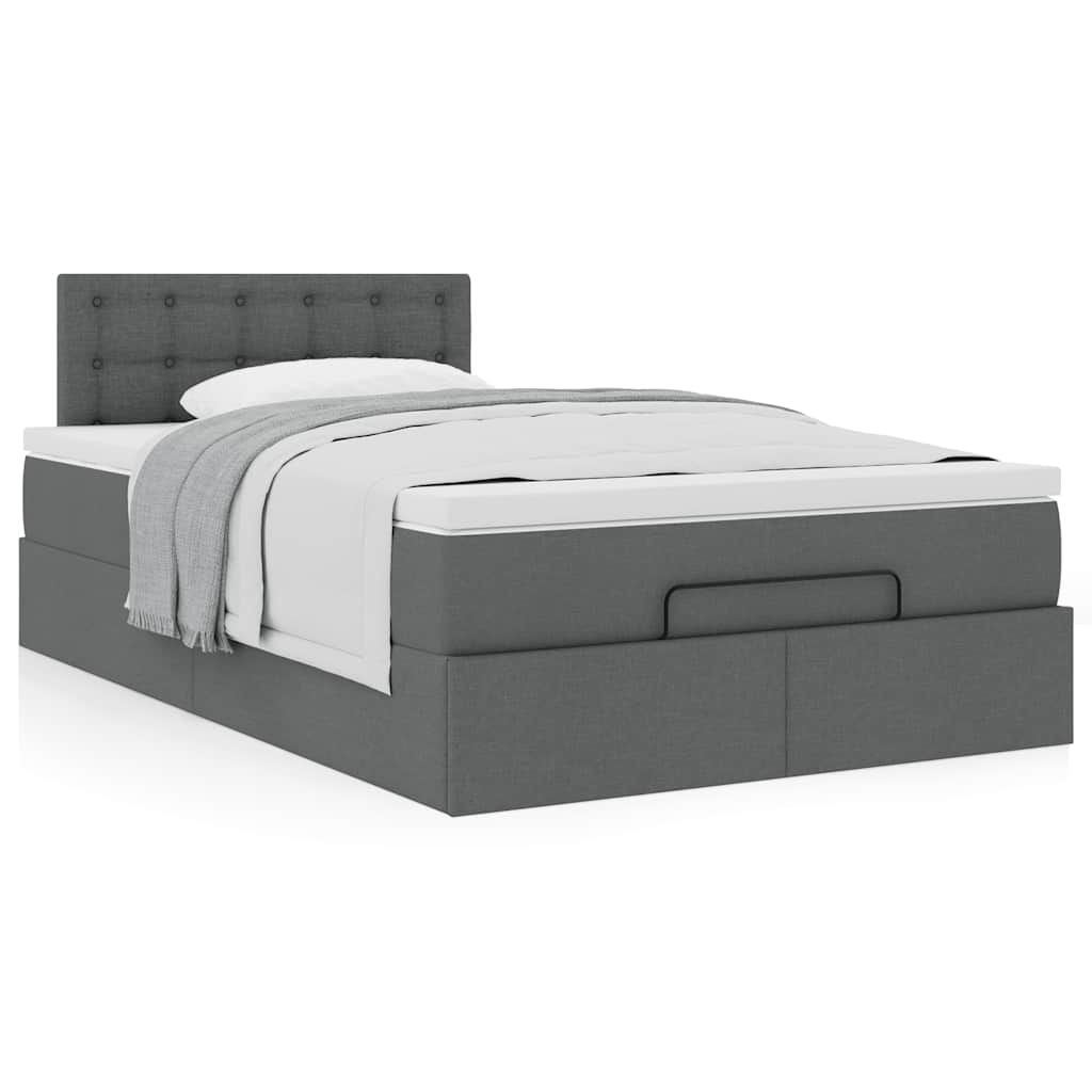 Lit ottoman avec matelas gris foncé 120x200 cm tissu - XIOS