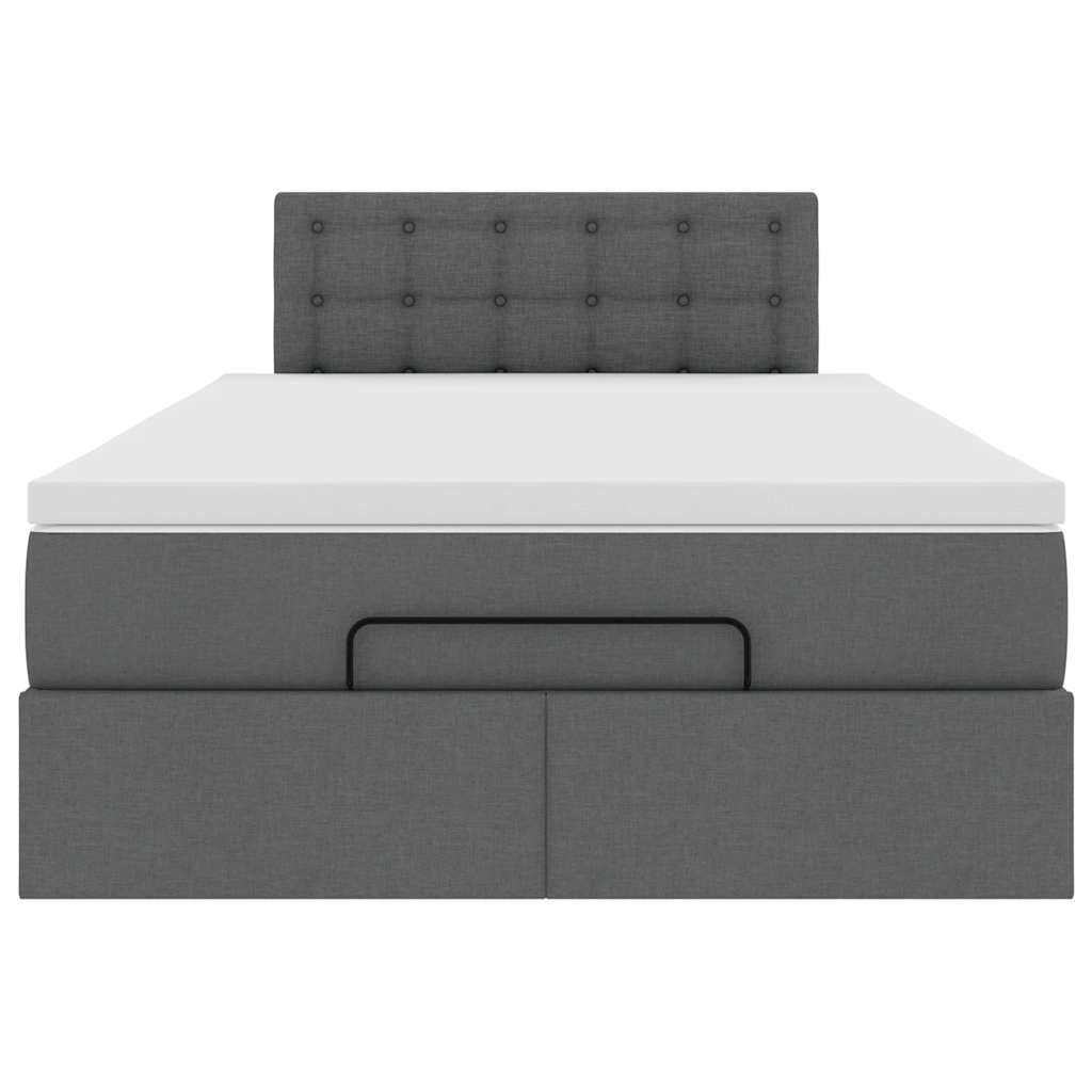 Lit ottoman avec matelas gris foncé 120x200 cm tissu - XIOS
