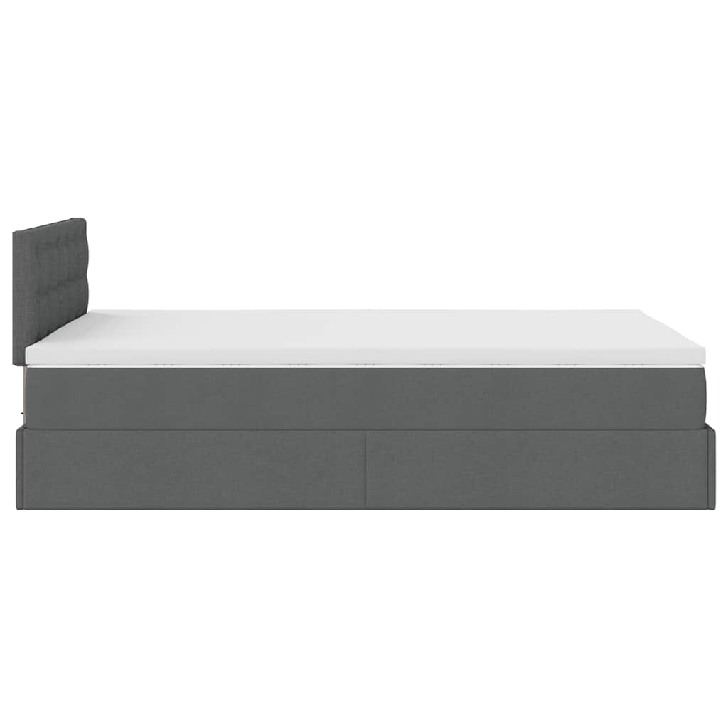 Lit ottoman avec matelas gris foncé 120x200 cm tissu - XIOS