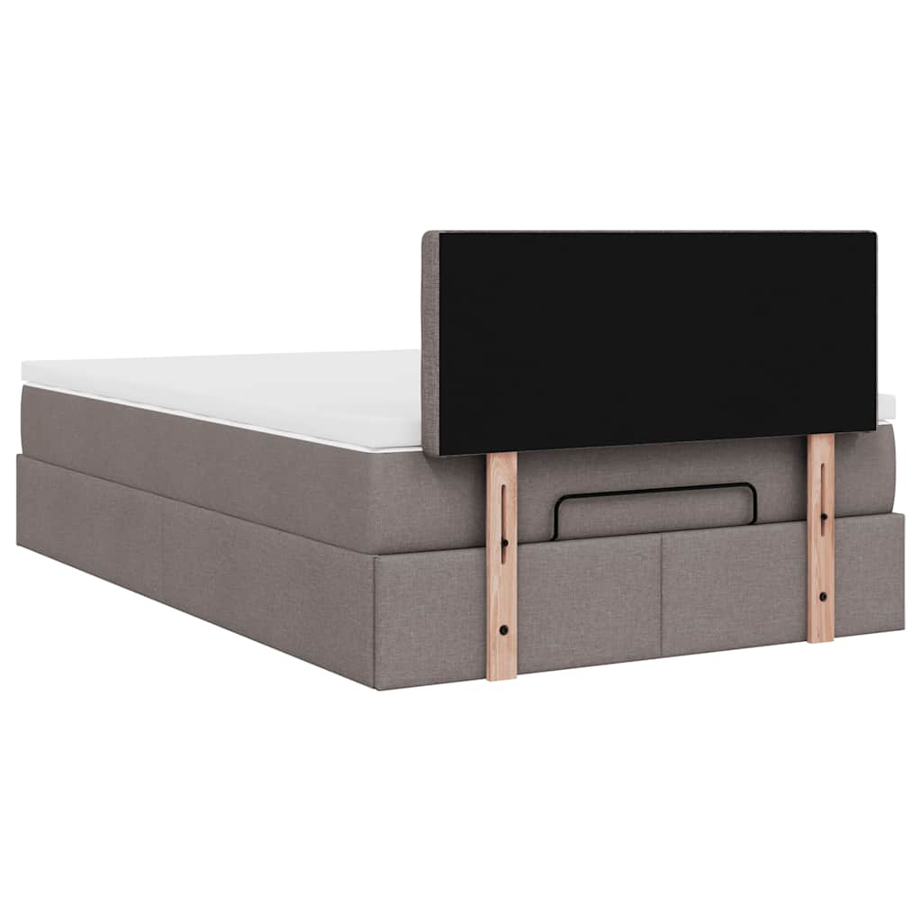 Cadre de lit ottoman avec matelas taupe 120x200 cm tissu