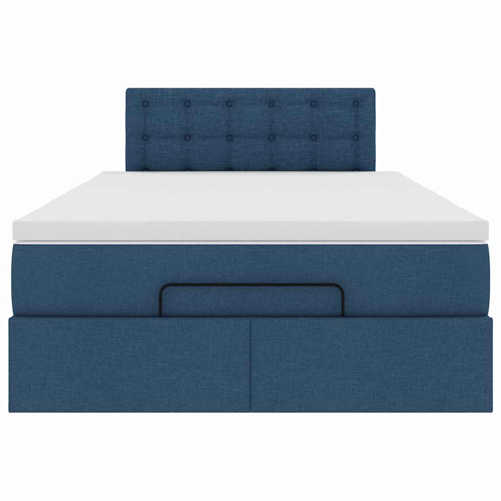 Lit ottoman avec matelas bleu 120x200 cm tissu
