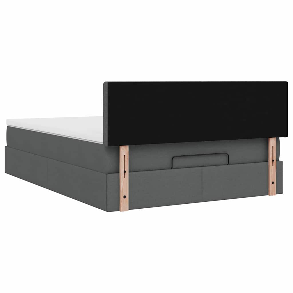 Lit ottoman avec matelas gris foncé 140x190 cm tissu - XIOS