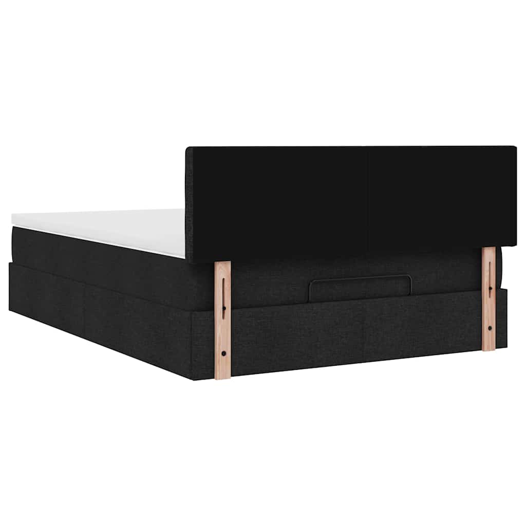 Lit ottoman avec matelas noir 140x190 cm tissu - XIOS