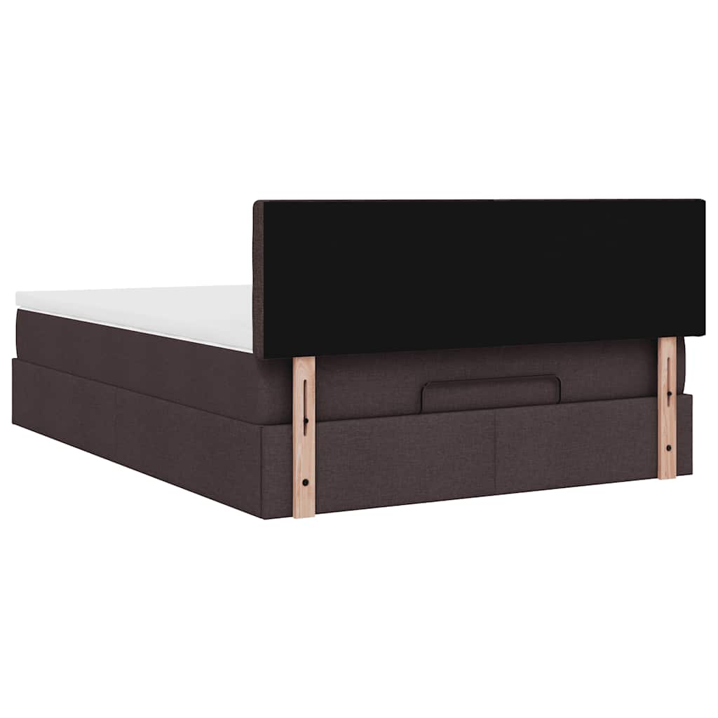 Lit ottoman avec matelas marron foncé 140x190 cm tissu - XIOS