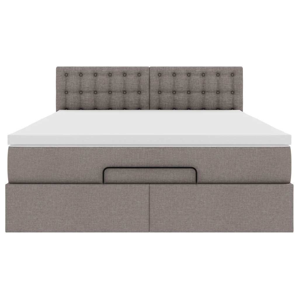 Lit ottoman avec matelas taupe 140x190 cm tissu - XIOS