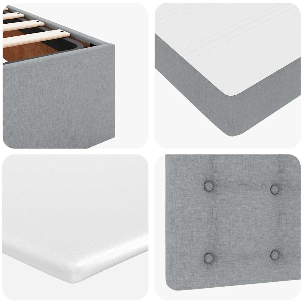 Cadre de lit ottoman et matelas gris clair 140x200 cm tissu