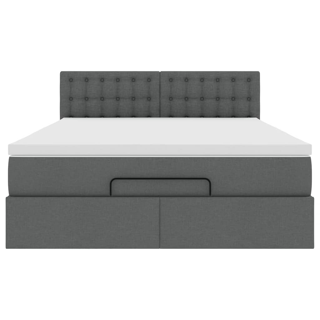 Lit ottoman avec matelas gris foncé 140x200 cm tissu