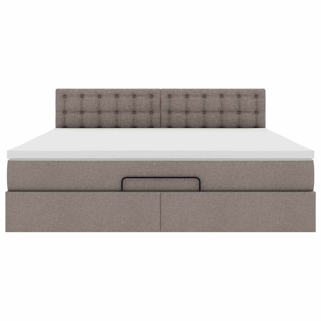 Cadre de lit ottoman avec matelas taupe 160x200 cm tissu - XIOS