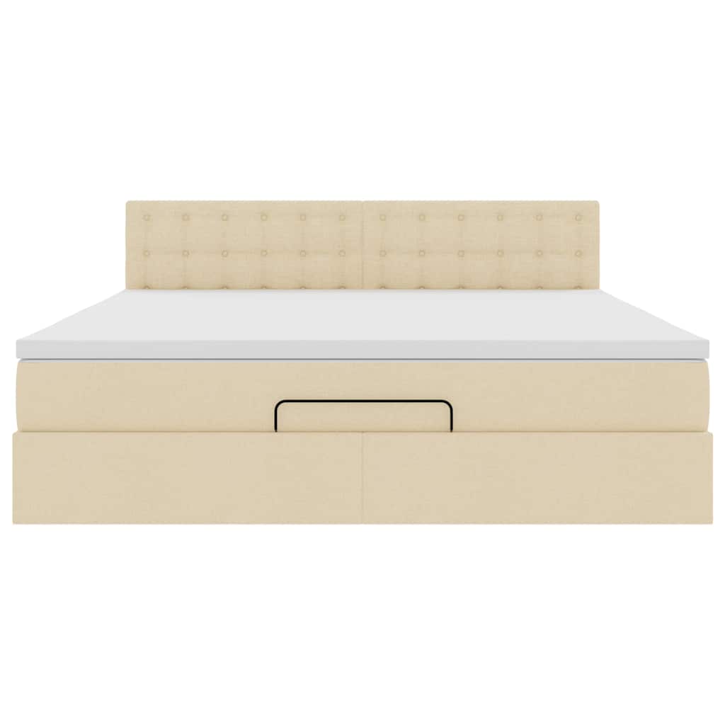 Cadre de lit ottoman avec matelas crème 160x200 cm tissu - XIOS
