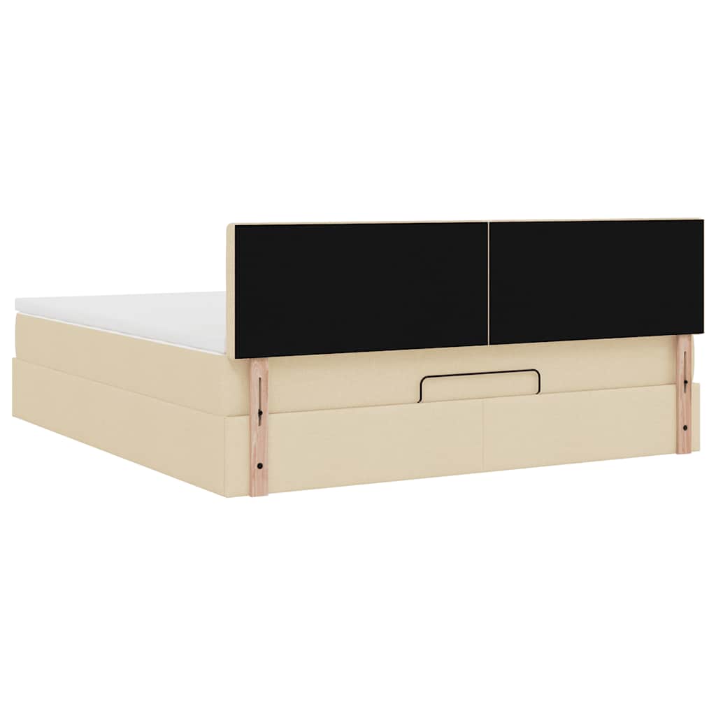 Cadre de lit ottoman avec matelas crème 160x200 cm tissu - XIOS