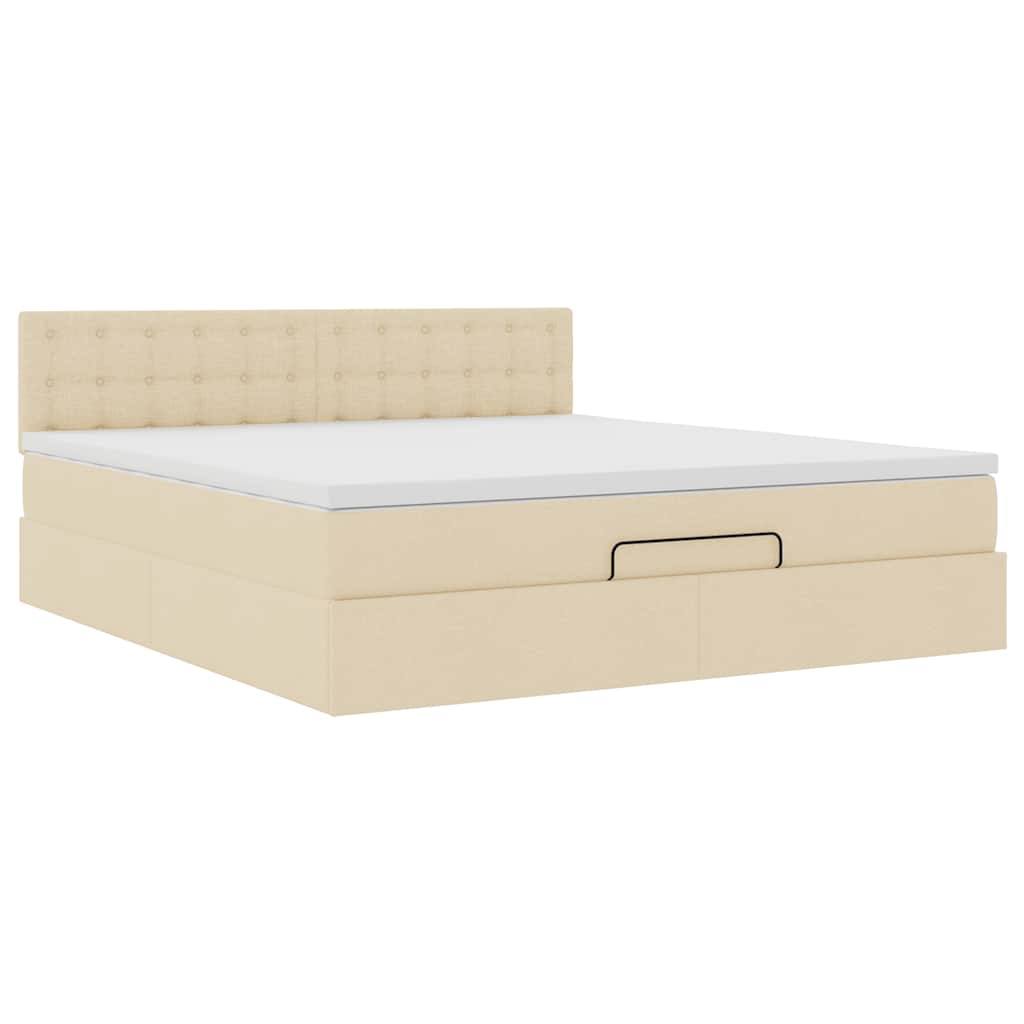 Cadre de lit ottoman avec matelas crème 180x200 cm tissu - XIOS