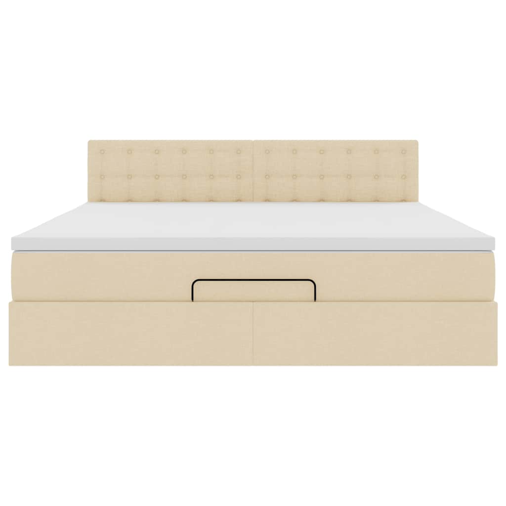 Cadre de lit ottoman avec matelas crème 180x200 cm tissu - XIOS