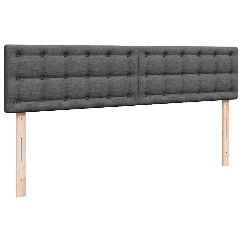 Cadre de lit ottoman avec matelas gris foncé 200x200 cm tissu - XIOS