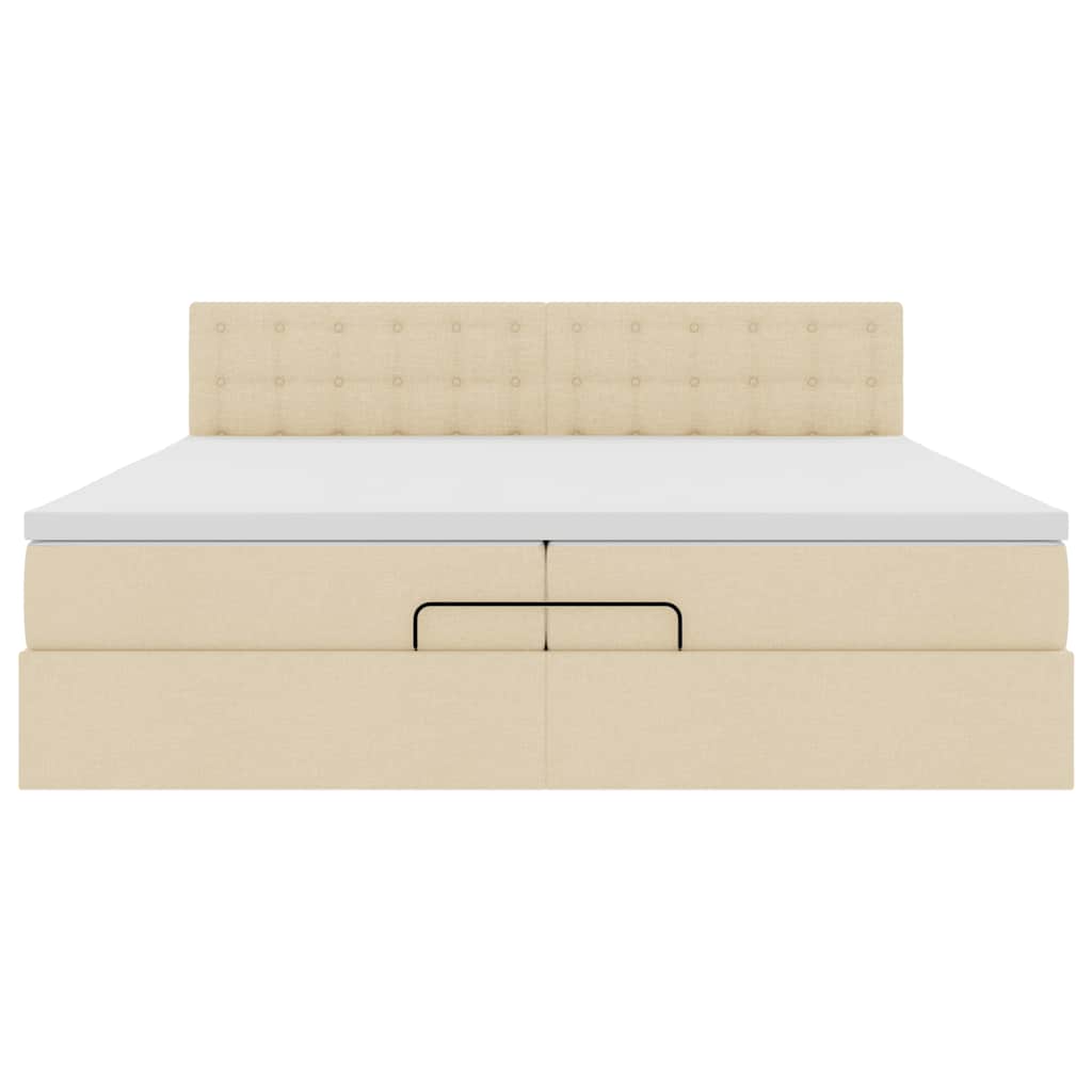 Cadre de lit ottoman avec matelas crème 200x200 cm tissu - XIOS