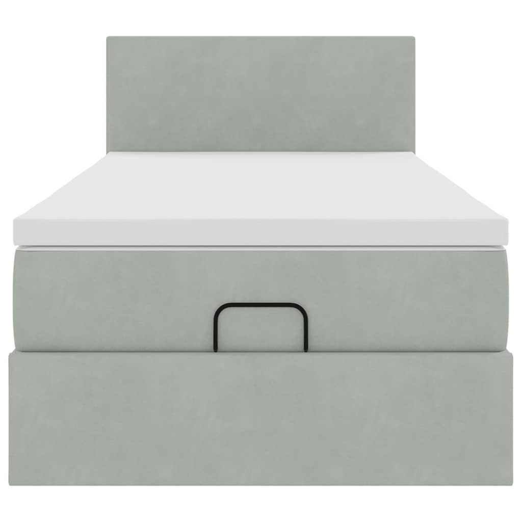 Cadre de lit ottoman avec matelas gris clair 80x200 cm velours - XIOS