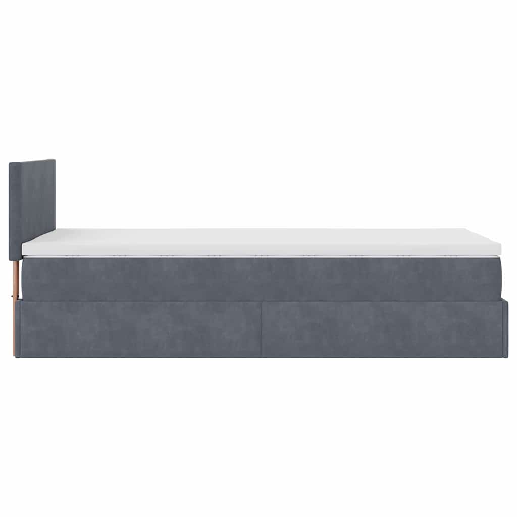 Cadre de lit ottoman avec matelas gris foncé 80x200 cm velours - XIOS