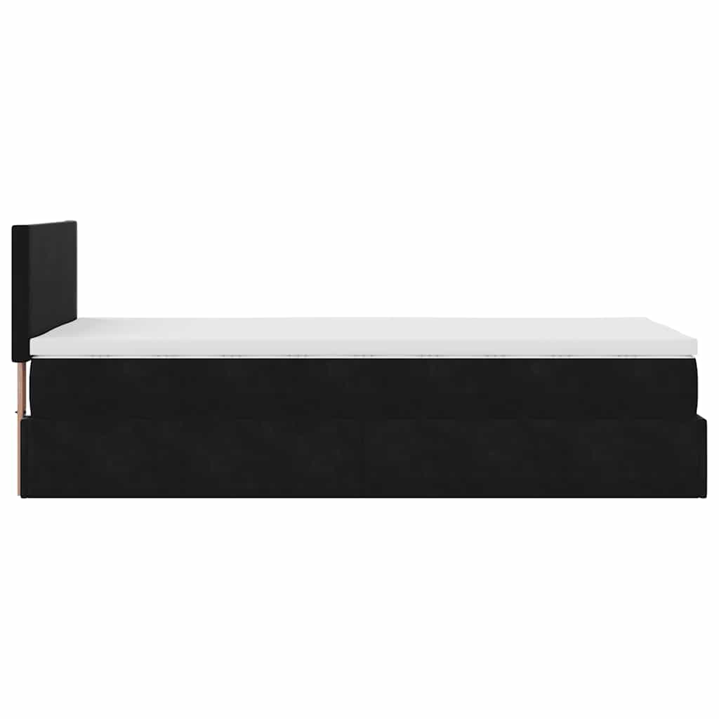 Cadre de lit ottoman avec matelas noir 80x200 cm velours - XIOS