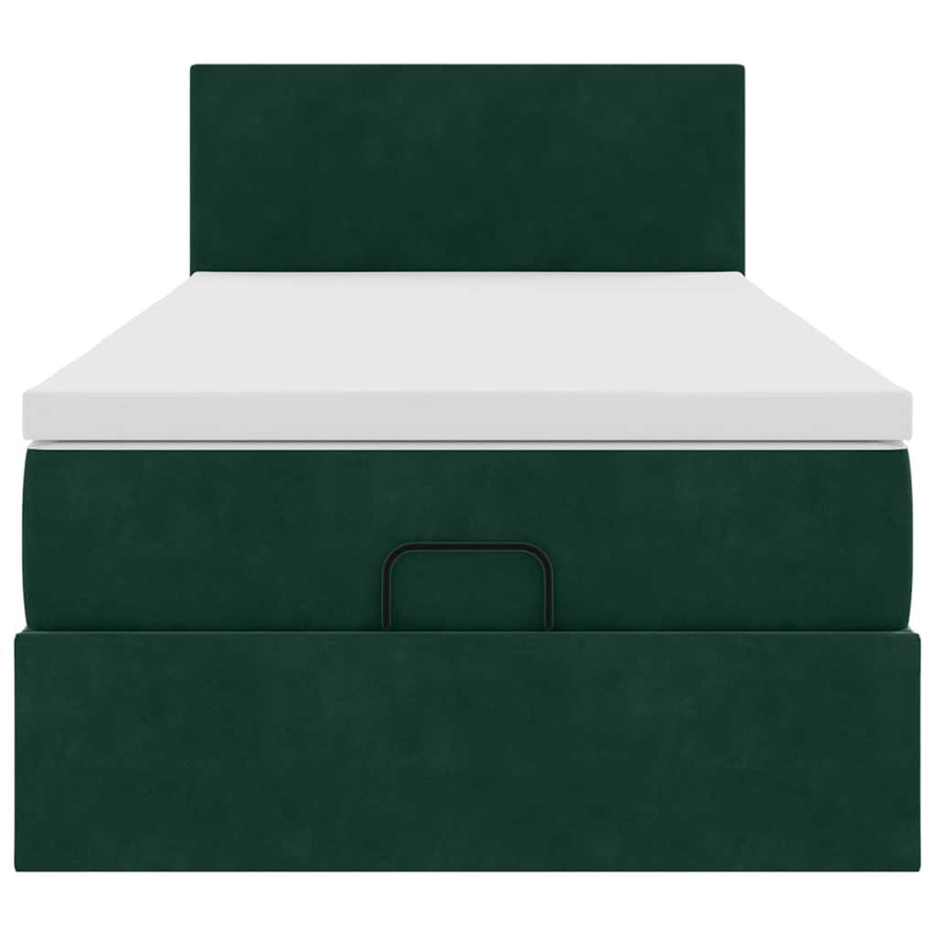 Cadre de lit ottoman avec matelas vert foncé 80x200 cm velours - XIOS