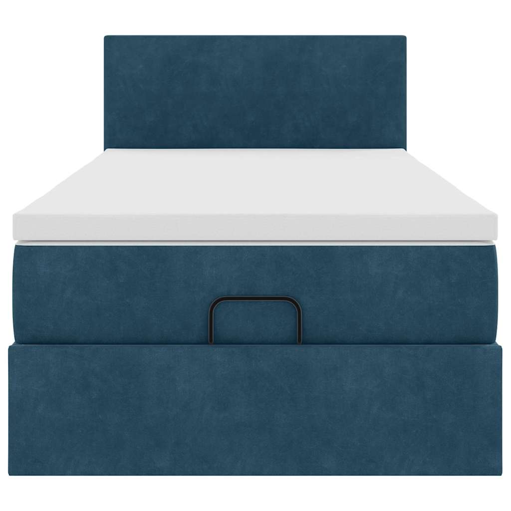 Cadre de lit ottoman avec matelas bleu foncé 80x200 cm velours - XIOS