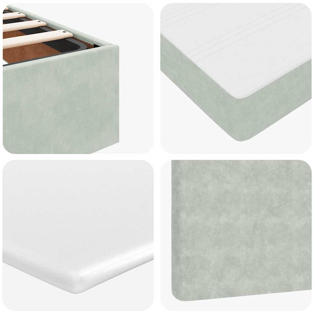 Cadre de lit ottoman et matelas gris clair 90x190 cm velours